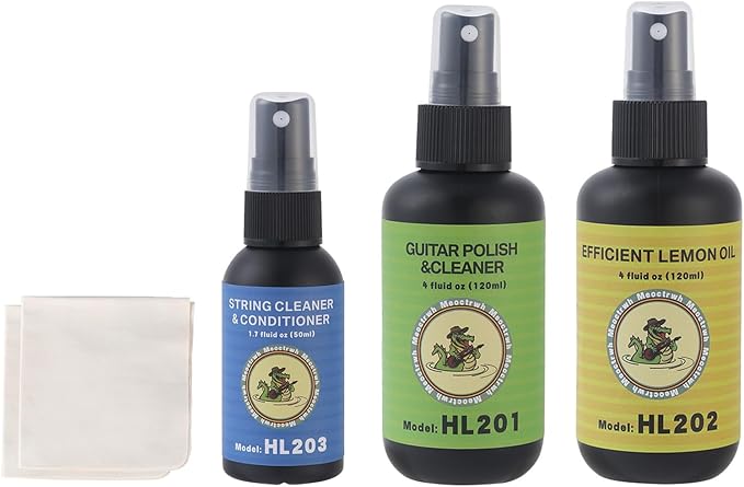 Meoctrwh Guitar Fretboard Lemon Oil, Body Polish, String Cleaner, Polish Cloth, Guitar Care Kit