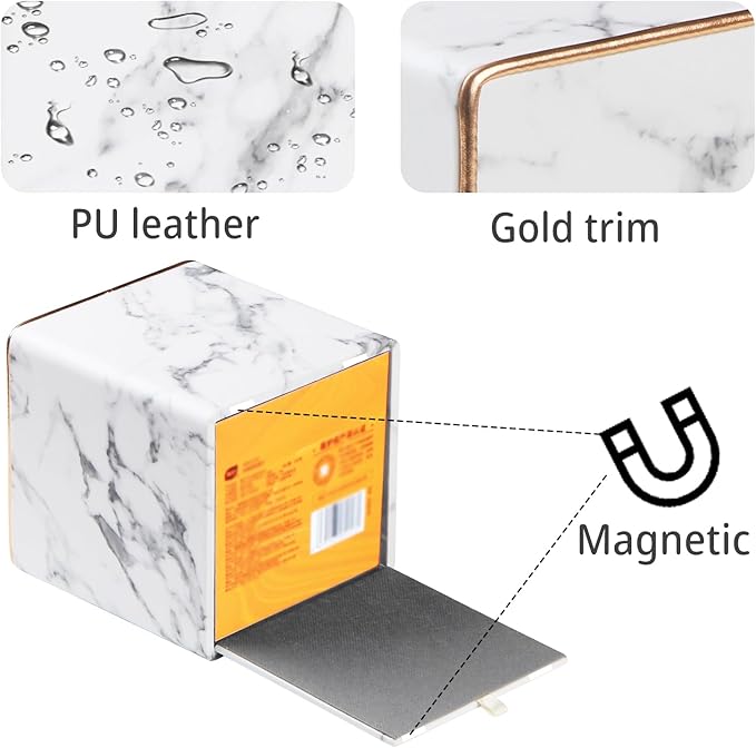 Leather Tissue Box Cover Square,Decorative Cube Tissue Box Holder with Magnetic Bottom,Facial Paper Organizer Table Napkin Case Dispenser for Bathroom,NightStand,Coffee Car,Home,Office