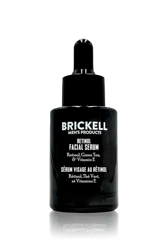 Brickell Men's Retinol Skin Care Serum Treatment For Firming Face Lines & Eye Wrinkles, Deep Hydrating Facial Serum For Anti-Aging, With Retinol, Aloe, and Vitamin E, Fragrance Free, 1 Ounce