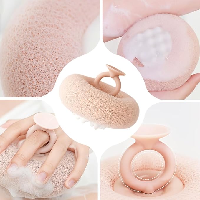 Super Soft Sunflower Suction Cup Bath Ball, 2026 Upgraded 2-in-1 Sunflower Bath Ball Exfoliating Bath Sponge Cleaning Brush, Sponge Mesh Pouf Shower Ball for Women, Men Shower (Purple+Yellow)