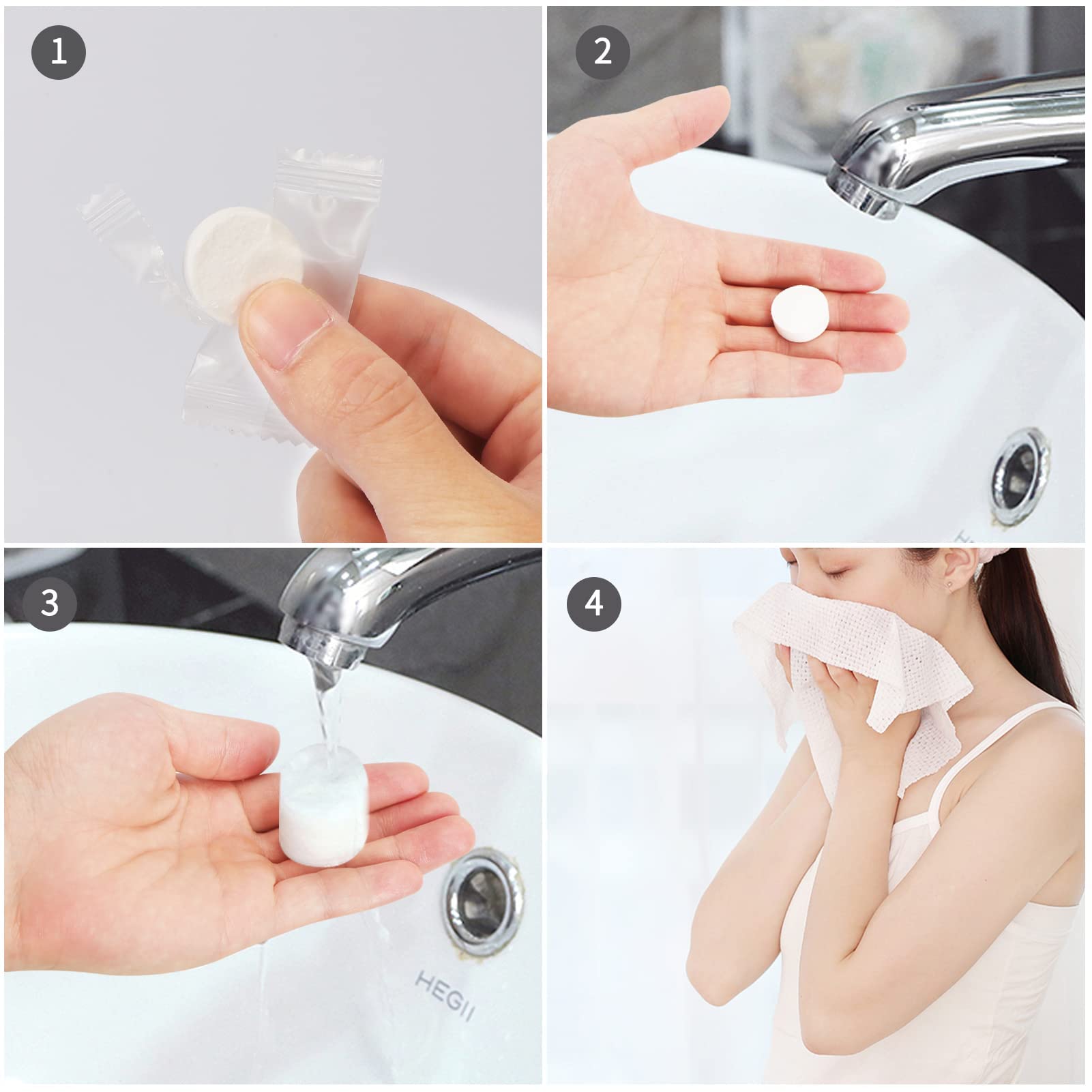 Classycoo Compressed Towel 100 PCS Mini Tablets Disposable Portable Face Towel Cotton Coin Tissue for Travel, Camping, Hiking, Sport, Home Hand Cloths&Other Outdoor Activities (Blue)