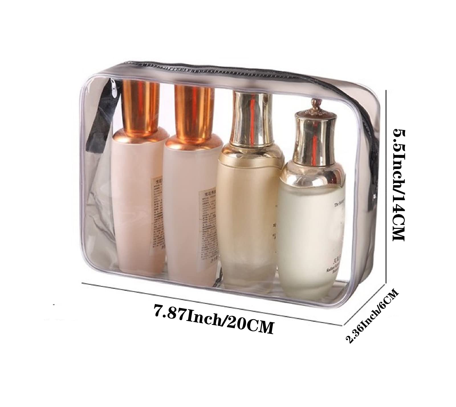 20 Packs Clear Cosmetics Bags for Women Men Waterproof Toiletry Bags PVC Makeup Bags Organizer Case with Zipper for Travel Bathroom (Black)
