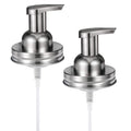 Amolliar Mason Jar Foaming Soap Dispenser Pump Lids, Rustproof Stainless Steel Lid Plastic Pump for Regular Mouth Mason Jar, Kitchen Bathroom Farmhouse Decor, Waterproof Stickers, Brushed Nickel 2Pack