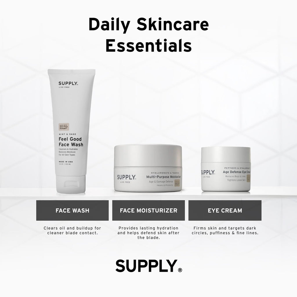 Supply Face Wash for Men with Aloe Vera – Gently Exfoliates Pores, Hydrates Skin & Removes Impurities – Facial Cleanser with Tea Tree & Mint – 3.4 oz