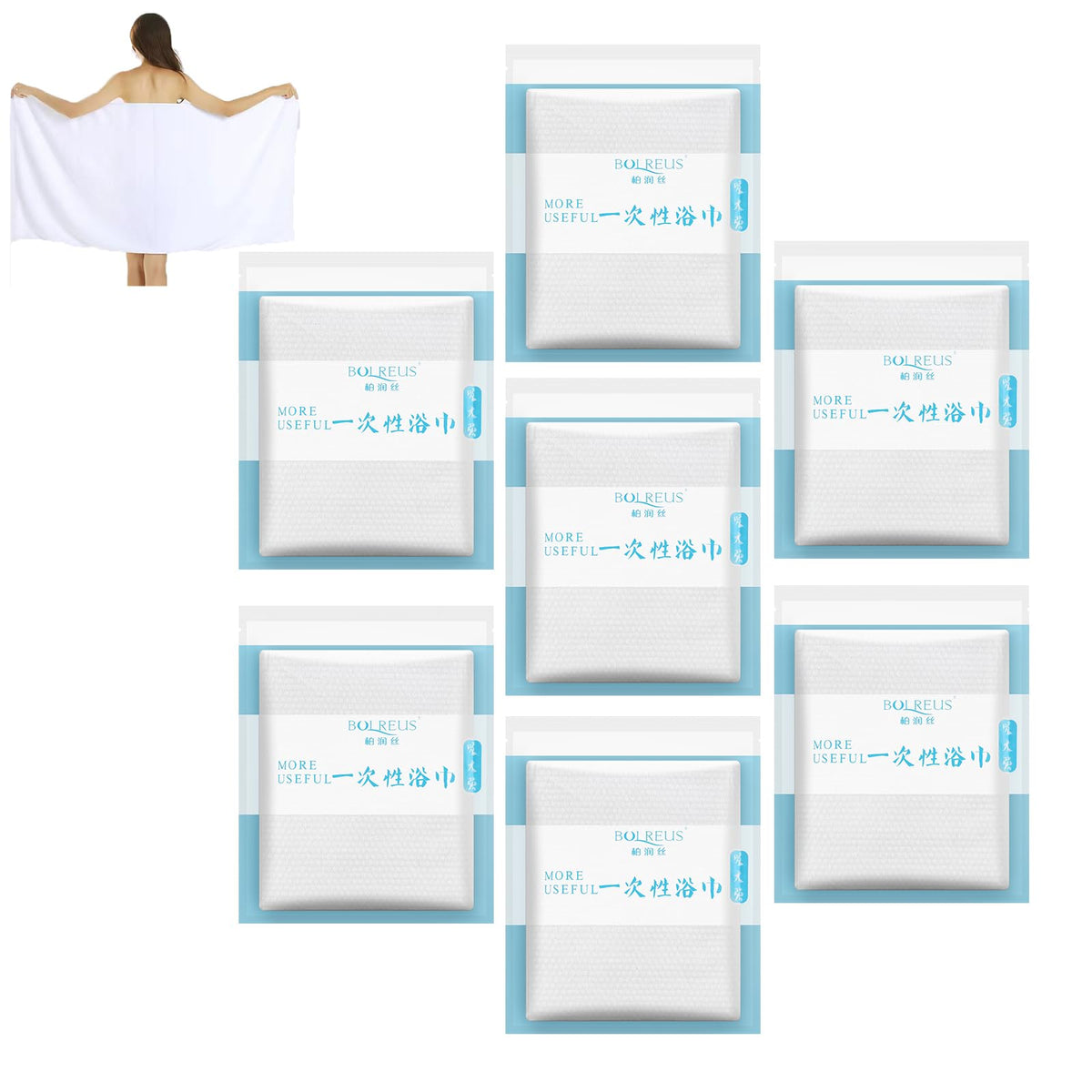 Eamecl Large Compressed Bath Towels for Travel, Individually Wrapped Disposable Body Towels, Extra Thick Cotton Blend Portable Towel Tablets for Hotel, Camping, Gym, Sauna, Hiking– Reusable,No Lint