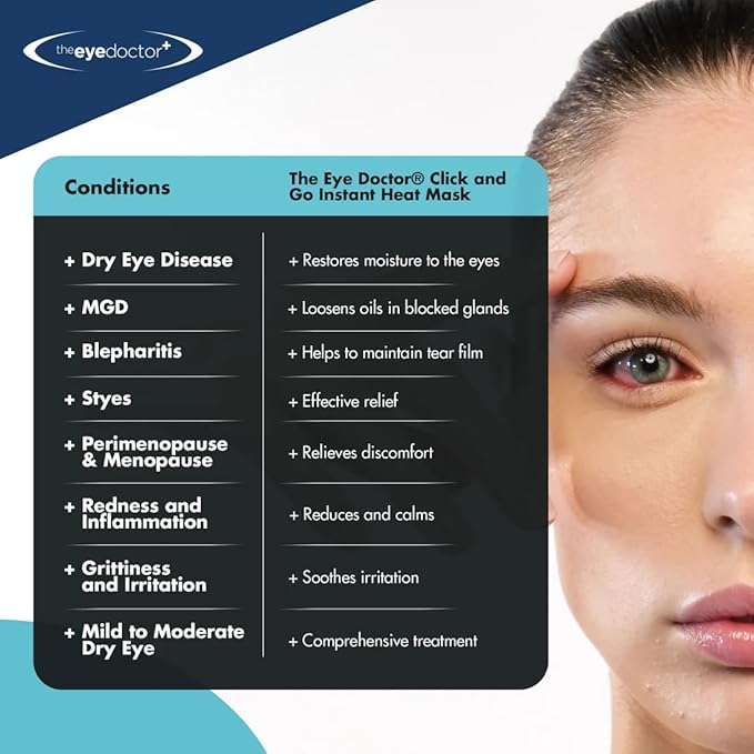 The Eye Doctor Click & Go – Instant Reusable Gel Pack Hot Eye Compress for Dry Eye, Blepharitis and MGD Treatment – Use The Eye Mask Anywhere Instantly, no Need to Microwave