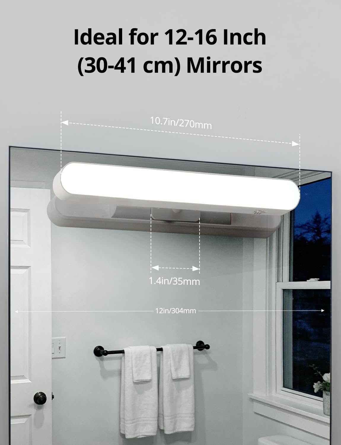Combuh 2 Pack Battery Operated Bathroom Mirror Lights Bar for Vanity Stick on, Rechargeable 14 Days Extended Battery Life Bright Make up Lighting Cordless 360° Adjustable Luces para Espejo for Desk