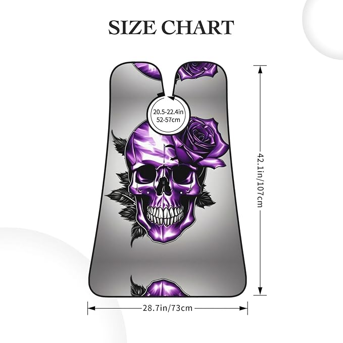 Purple Rose And Skull Print Beard Bib Shaving Apron, Beard Hair Trimming Cape Gift For Dad