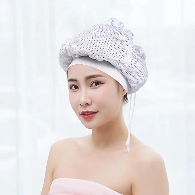Fiewmay Adjustable Net Plopping Cap for Drying Curly Hair