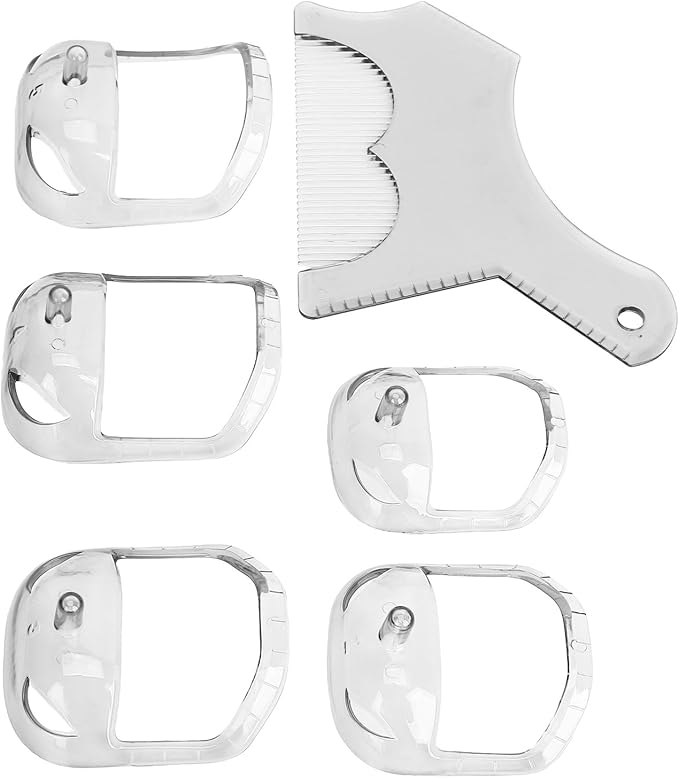 ANGGREK Beard Shaping Styling Tool with Comb, 5 Size - Trimming, ABS Material, Easy to Use for All Types (Transparent)