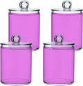 Violet Purple Qtip Holder Organizer Dispenser Cotton Swabs Cans Plastic Jars with Lid Set 4 Pack Bathroom Storage Canister for Cotton Ball Floss Cotton Pads