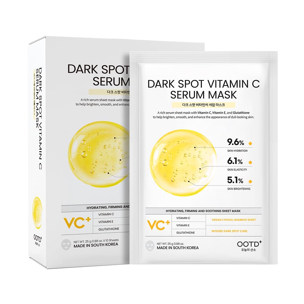 #OOTD Korean Face Sheet Mask Kit, Collagen, Cica, Ceramide, Retinol, 5-Pack
