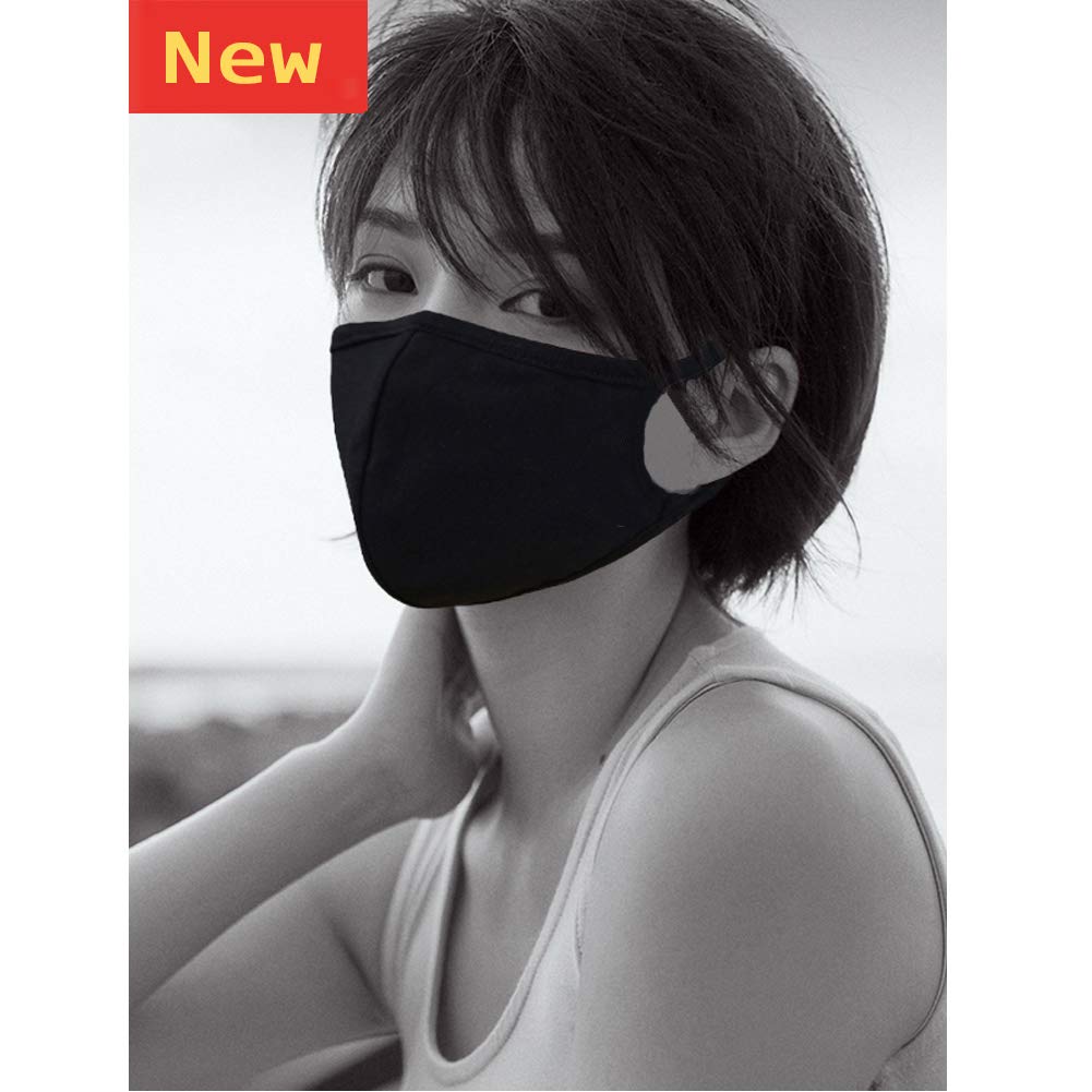 Black Dust Mouth Mask - All Cotton - Reusable Cloth Comfy Breathable Material Black Pack(3 Layers 100% Cotton)