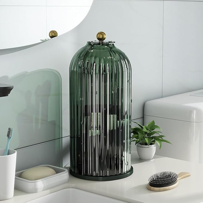 Zufudo Toothbrush and Toothpaste Holders with Cover, All Green
