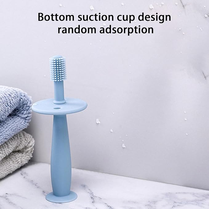 Baby Teether Toothbrush - 360 Degree Silicone Teething Toy with Suction Base, Soft Toddler Pacifier, Gum Massager Newborns, Infant Hygiene and Soothing Teether | for Babies 6-12 Months