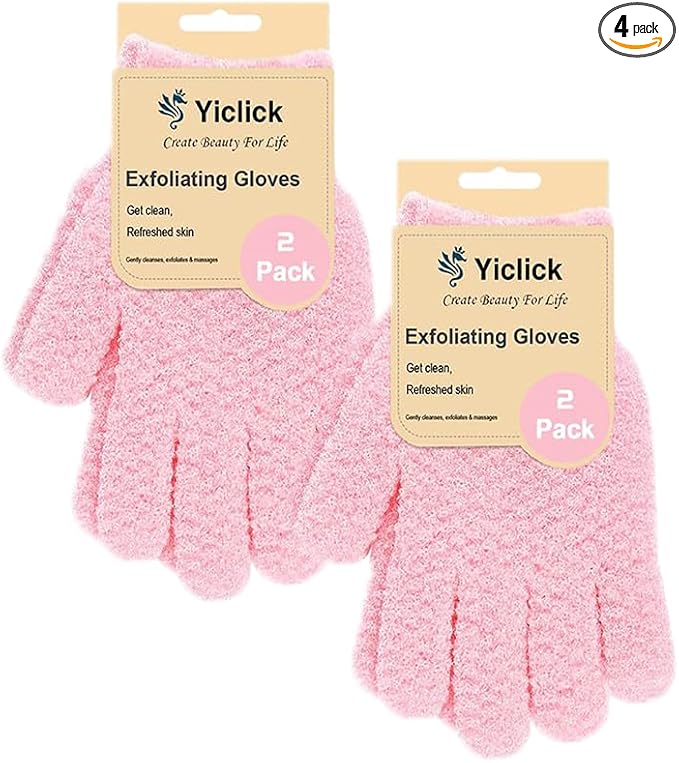 Yiclick Heavy Exfoliating Gloves, Exfoliating Body Scrubber for Bath Shower Exfoliation, Body Scrub Exfoliator for Dead Skin Remover, Exfoliate Sponge Loofah Washcloth Mitt Men Women