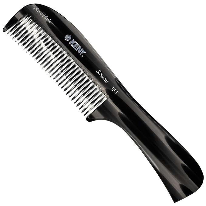Kent 10T Tortoise Large Detangler Comb, Handmade Wide Tooth Comb for Curly Thick Hair, Detangling Combs For Wet and Dry Hair, Saw-Cut and Hand Polished Made in England