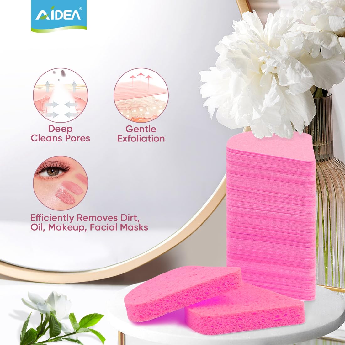 AIDEA Compressed Facial Sponges-96Count, Disposable Face Sponges