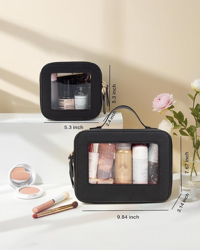 2 Pieces Clear Mahjong Bag, Travel Makeup Bag Large Cosmetic Bag with Zipper Small Clear Makeup Pouch for Purse Waterproof TSA Approved Toiletry Bag Case for Women Car Organizer Travel Essentials