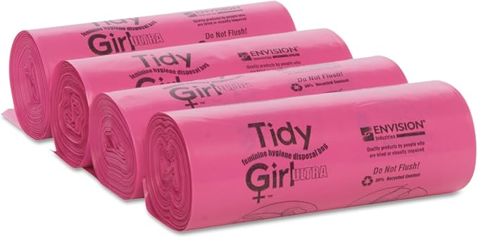 Tidy Girl Feminine Hygiene Sanitary Disposal Bags 600/Roll 4 Rolls/Carton
