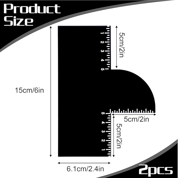 Guduling 2 Pcs Barber Enhancement Card,Black Shape up Tool for Hairline,T Shape Enhancement Card for Barbers,with Measurement Reusable Enhancements Cards for Precise Edge Beard Line UP