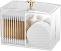 3 Slots Clear Plastic Q Tip Holder for Bathroom with Lid & Non-slip Pads
