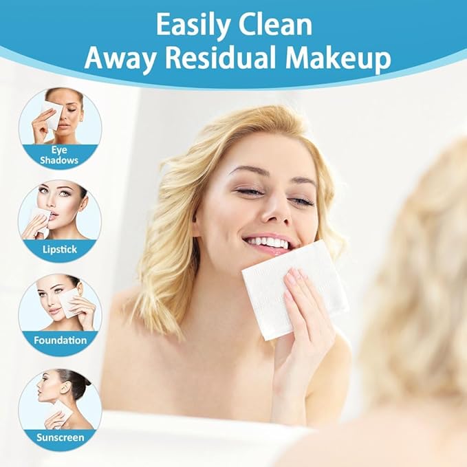HOMEXCEL Face Towels, 100 Count (2 Box) Disposable Face Towelettes, Biodegradable Makeup Remover Dry Wipes, Super Soft Clean Facial Towels Wash Cloth for Sensitive Skin