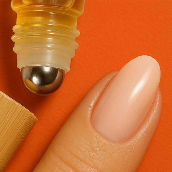 Organic Cuticle Oil Made in USA | Hydrating Roll-On Nail & Cuticle Oil with Jojoba Oil & Vitamin E | Vegan, Cruelty-Free | 5mL Travel Sized (Orange Fragrance)