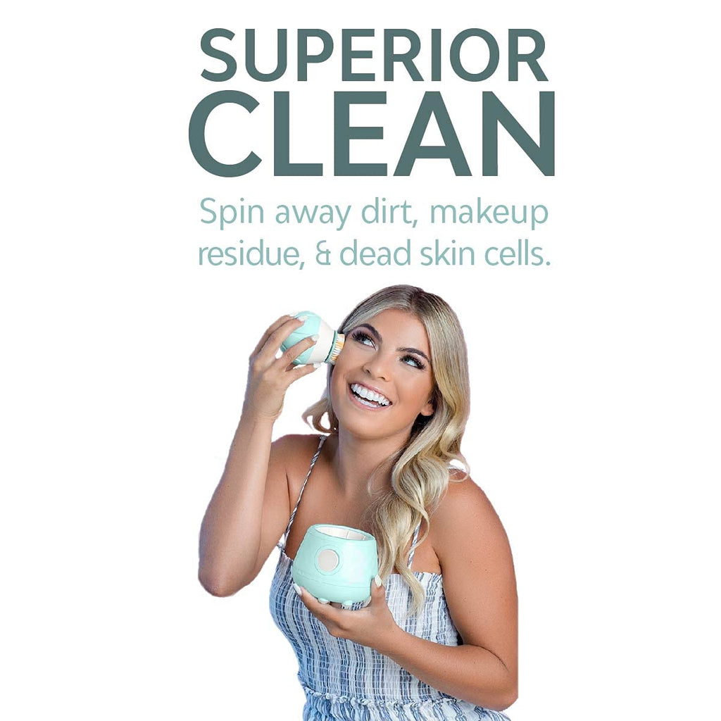 Tao Clean Ona Diamond Orbital Facial Brush and Cleansing Station – Robin's Egg Blue – Electric Face Cleansing Brush with Ergonomic Handle, Dual Speed Settings, 2 Piece Set, (BA-0201-RBE-US)