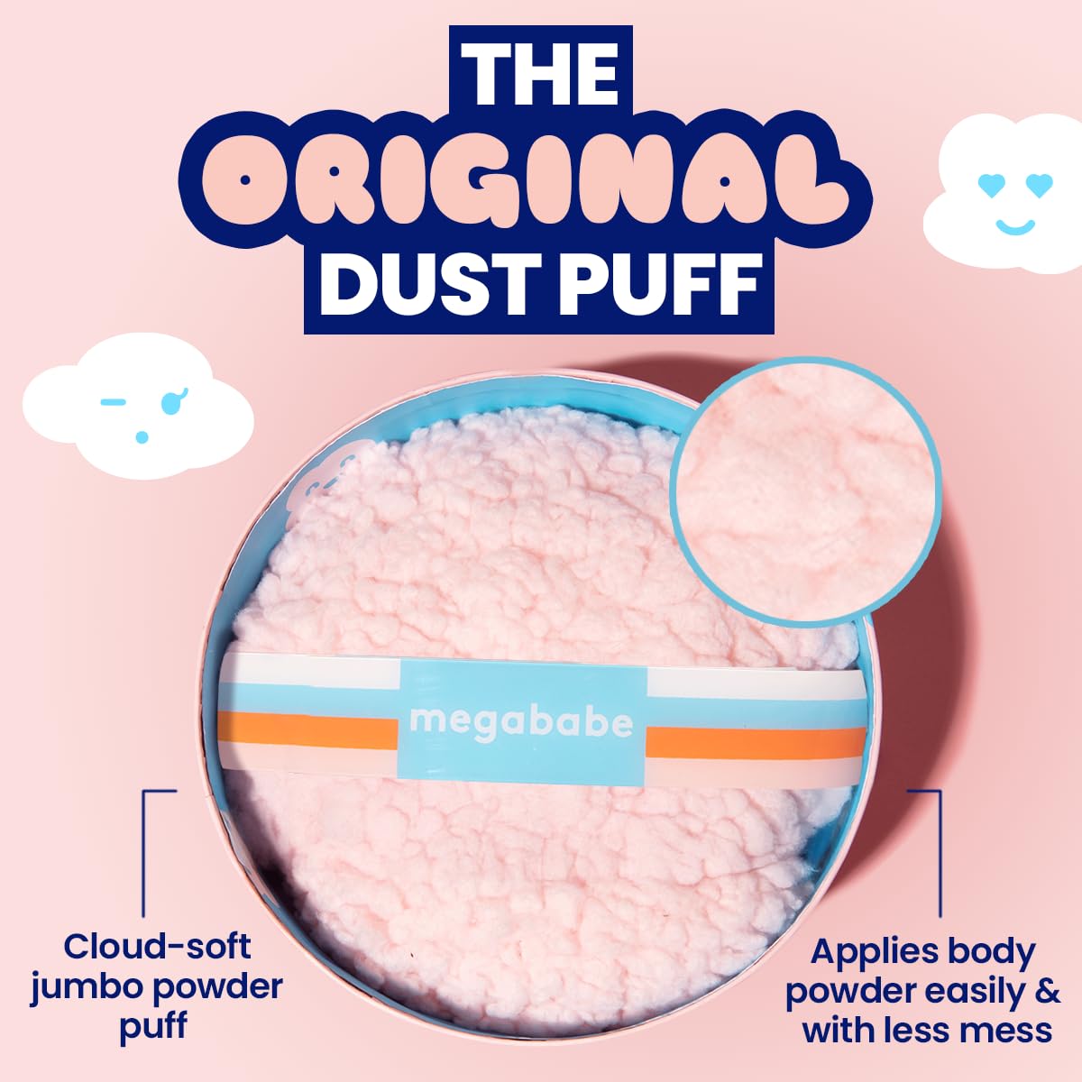 Megababe Dust Puff, Oversized Body (6” x 3”) Ultra-Soft Powder Puff