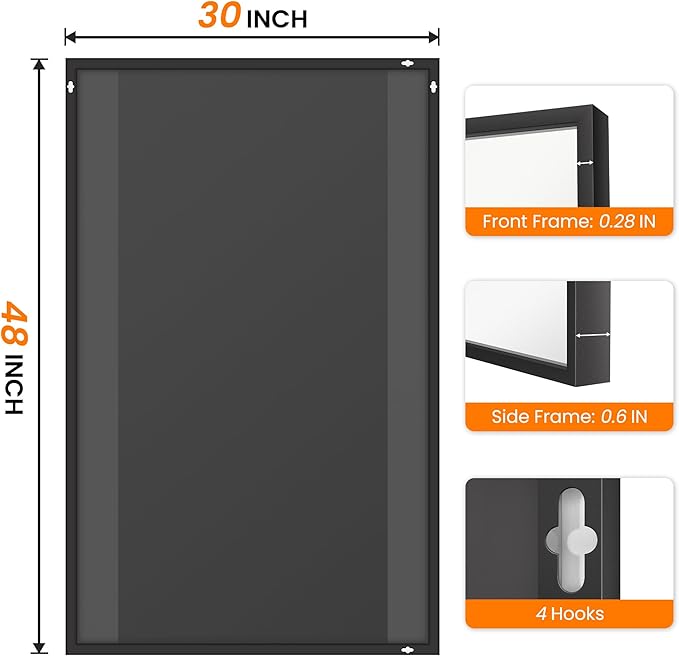 Bathroom Vanity Mirror for Wall, 30"x48" Bathroom Mirror for Over Sink