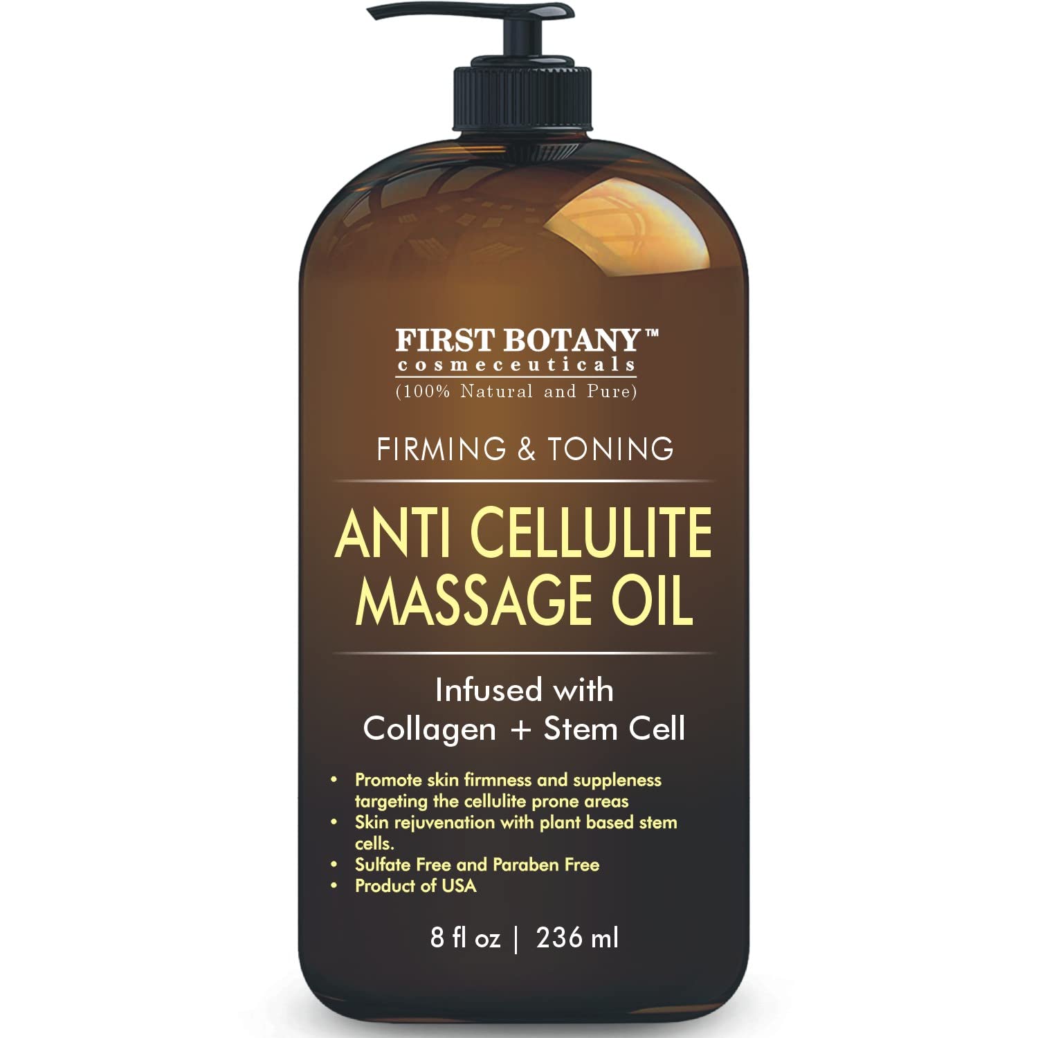 Anti-Cellulite Massage Oil with Collagen & Stem Cells, 8 fl oz