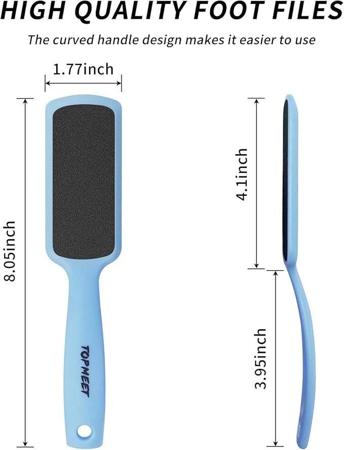 Topmeet Foot File for Dead Skin - Dual Sided Foot Rasp Callus Removers, Professional Pedicure Tool for Soft, Smooth Feet (Blue)