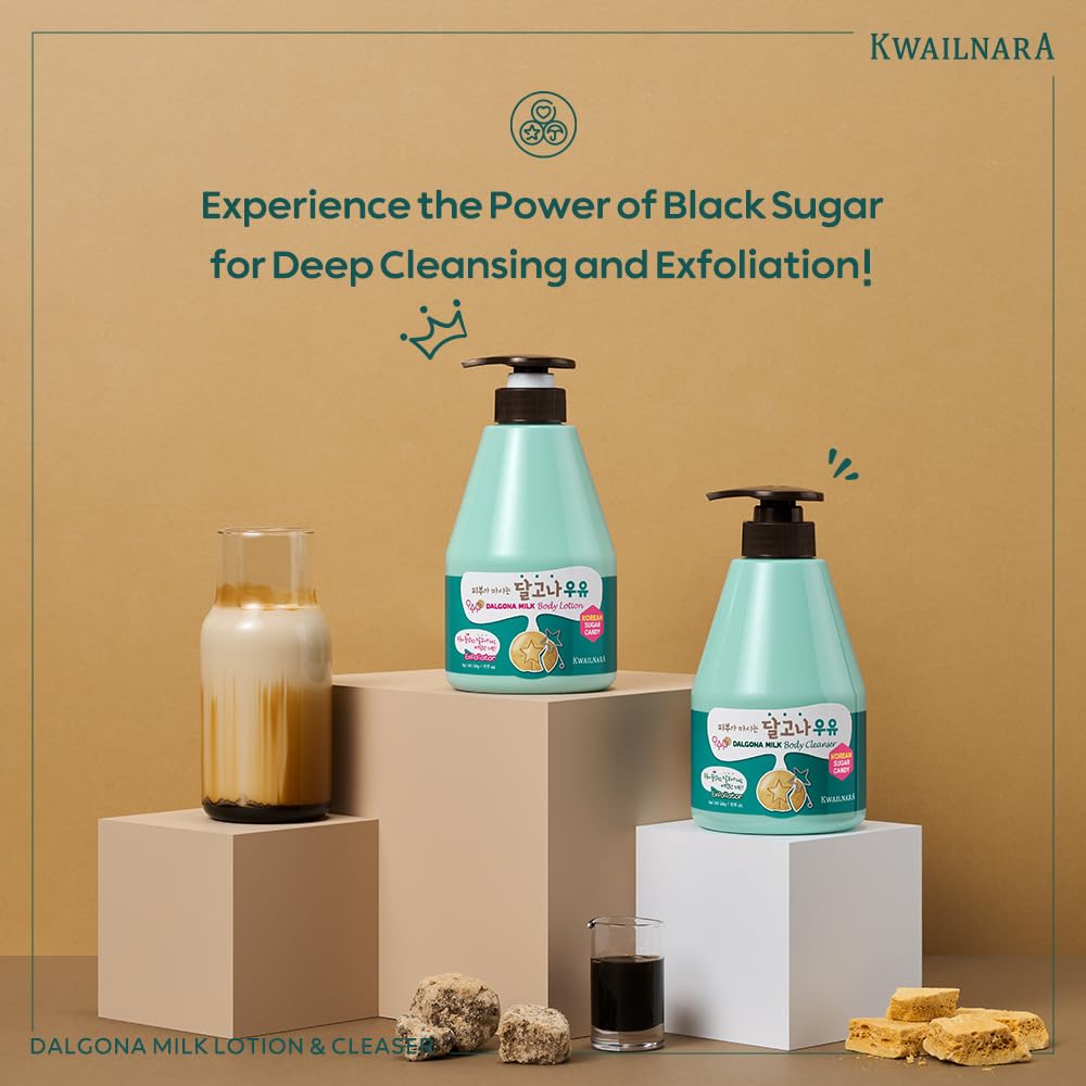 WELCOS KWAILNARA Dalgona Sugar Cookie Milk Body Lotion (19.75 Fl Oz) – Korean Body Lotion for Refreshed & Hydrated Skin | Milk Protein & Black Sugar for Smooth Texture | Paraben-Free & Non-Greasy