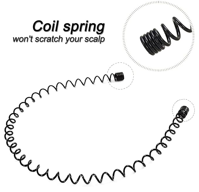 KELUBATU Metal Headband for Men, Adjustable Wavy Hair Band, Spring 3 Pcs