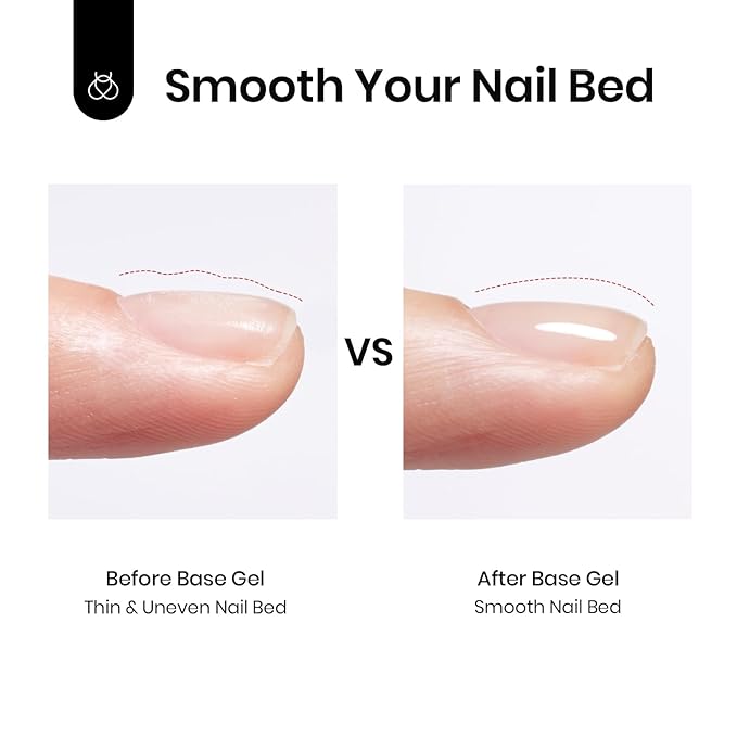 Beetles 2Pcs 15ml Peel Off Base Coat and Top Coat Set, Easy Removal Gel Nail Polish, UV LED Lamp Cured Base, Without Damage for Beginners Weak Thin Nails