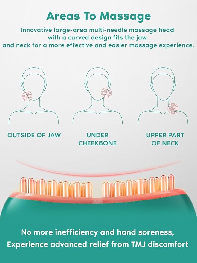 Zaybuon TMJ Relief Products Jaw, TMJ Relief Massager, Vibration and Heating, Ergonomic Multi-Needle Design TMJ Massage Tool, Effective Jaw & Neck Pain, Grinding and Clenching Teeth Relief (Green)