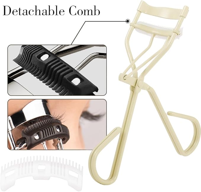 Uranian Eyelash Curlers with Built-in Comb Lash Curler with Comb Eyelash Curler with 2 Refill Pads Premium Lash Curler Makeup Tool for Women and Girls