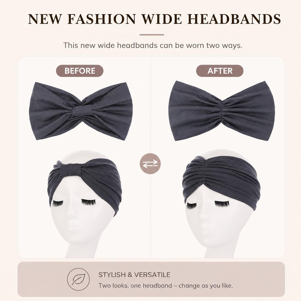 Kachanaa 6 Packs New Wide Headbands for Women's Hair,Non Slip Soft Elastic Bandeau Hair Bands Makeup Yoga Workout Running Sweat Hair Wraps Fashion Hair Accessories
