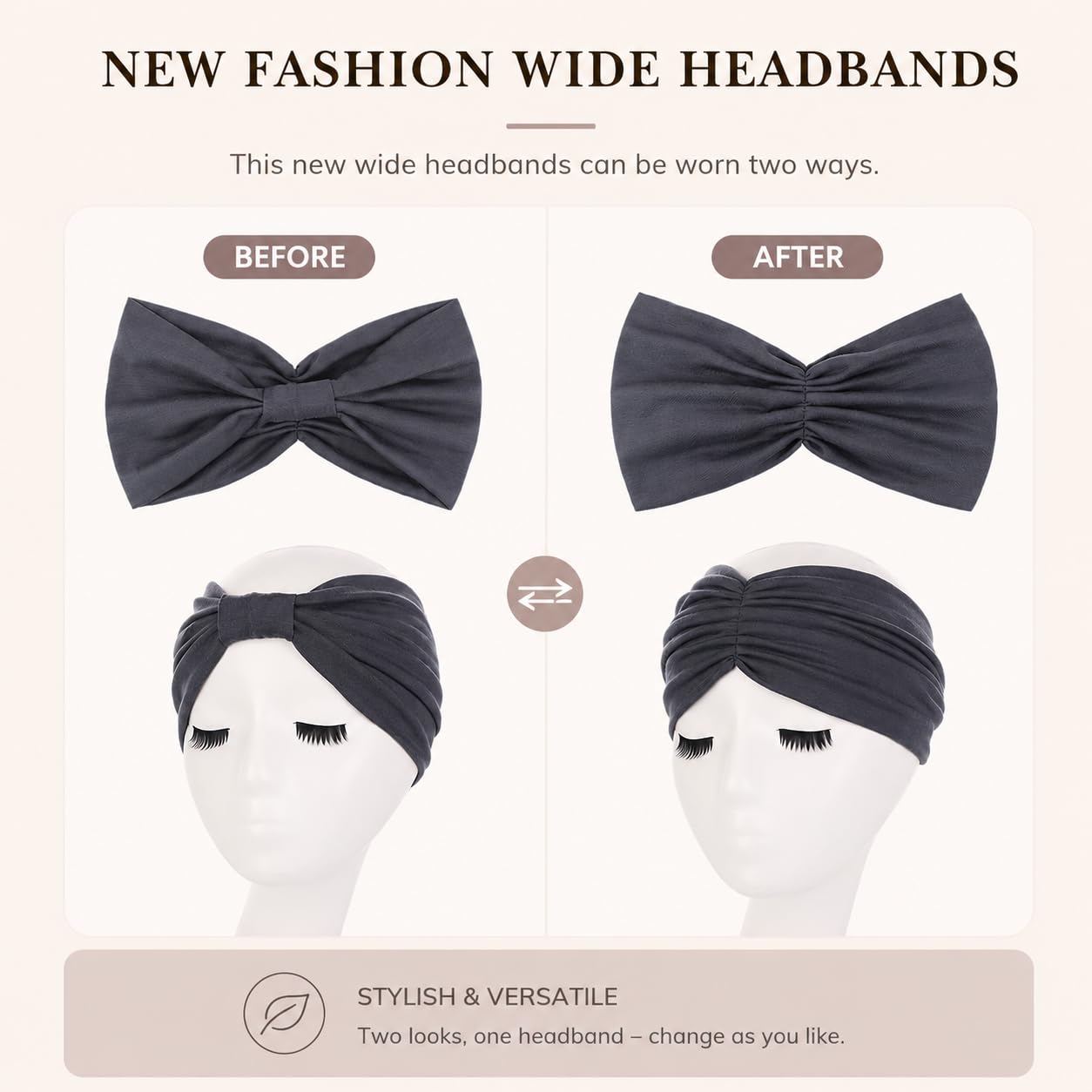 Kachanaa 6 Packs New Wide Headbands for Women,Non-Slip Thick Soft Elastic Bandeau Hair Bands Yoga Workout Running Sweat Makeup Hair Wraps Hair Accessories