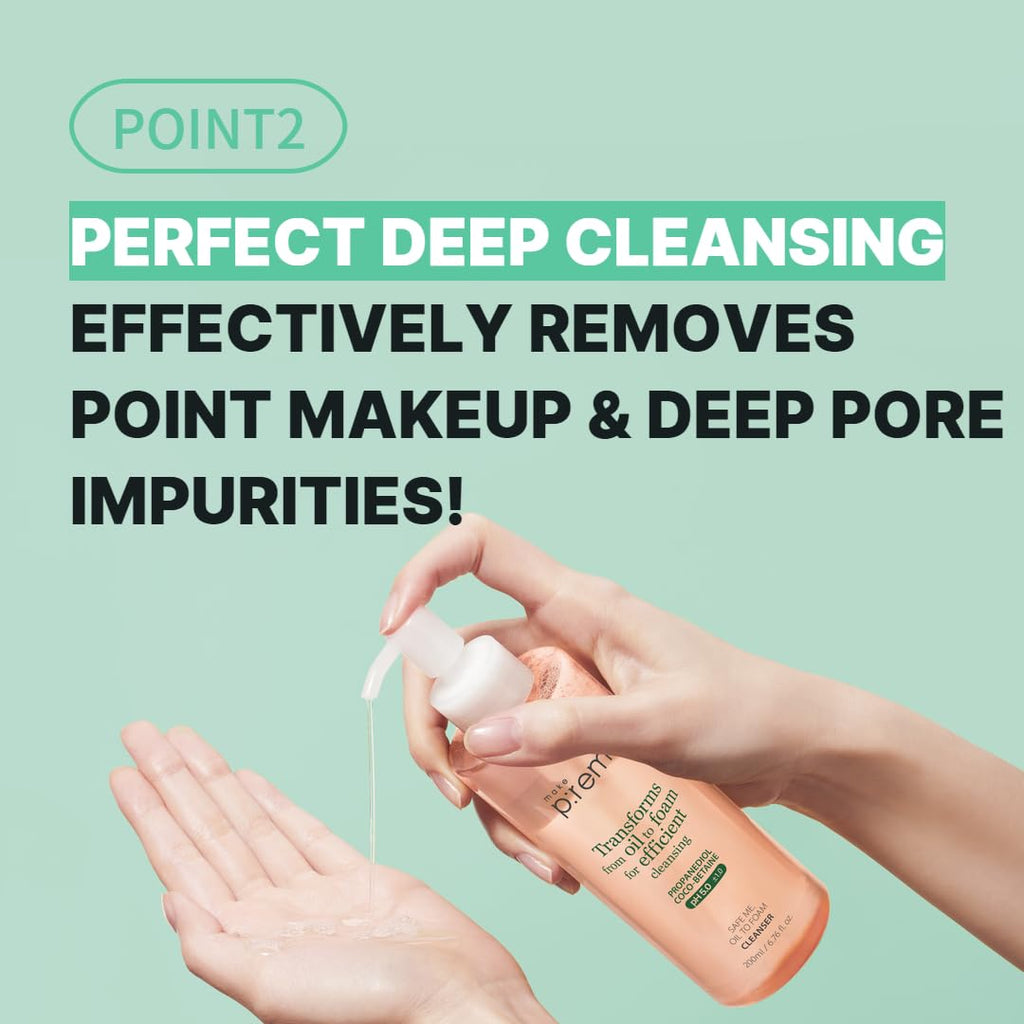 MAKE P:REM Safe Me. Relief Moisture Cleansing Oil, Deep Pore Cleansing Makeup Remover for Oily Skin, All Skin Types, Gentle Blackhead Remover, Korean Skin Care, 7.1 fl.oz. (210mL)