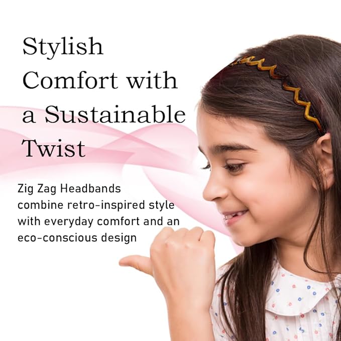 KALIYOTO Zig Zag Headbands - Recycled Plastic Wavy Hair Band with Teeth, Headbands for Women and Men, Classic 90s Hair Accessories, Black and Brown - 2 pcs