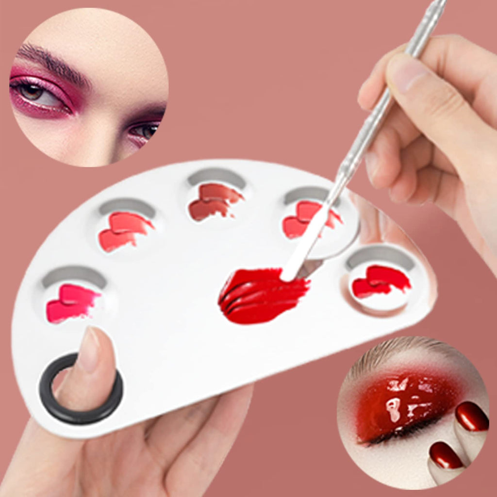 Banugo Makeup Mixing Palette, Premium Stainless Steel Cosmetic Makeup Palette with Spatula Tool, Nail-art Cosmetic Palette for Mixing Cosmetic/Nail Polish/Pigment (Semicircle)