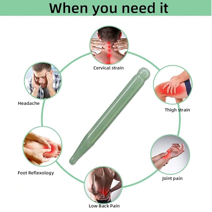 TOP SEWING Jade Acupuncture Pen Deep Tissue Gua Sha Massage Tools Natural Facial Tool Manual Acupuncture Massage Pen for Full Body