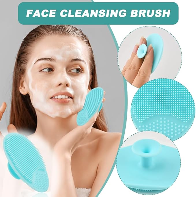 Silicone Nose Blackhead Remover Tool Set, Blackhead Scraper and Pore Cleaning Brush with Mask Applicator, Face Exfoliator Scrubber Skin Spatula for Women Men Skin Deep Cleansing