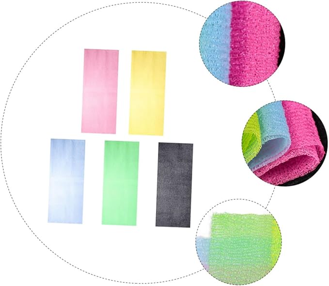 FRCOLOR 5pcs Back Scrubber Exfoliating Body Washer Strap for Cleaning for Shower and Bath Use Promotes Skin Health and Circulation Random Color