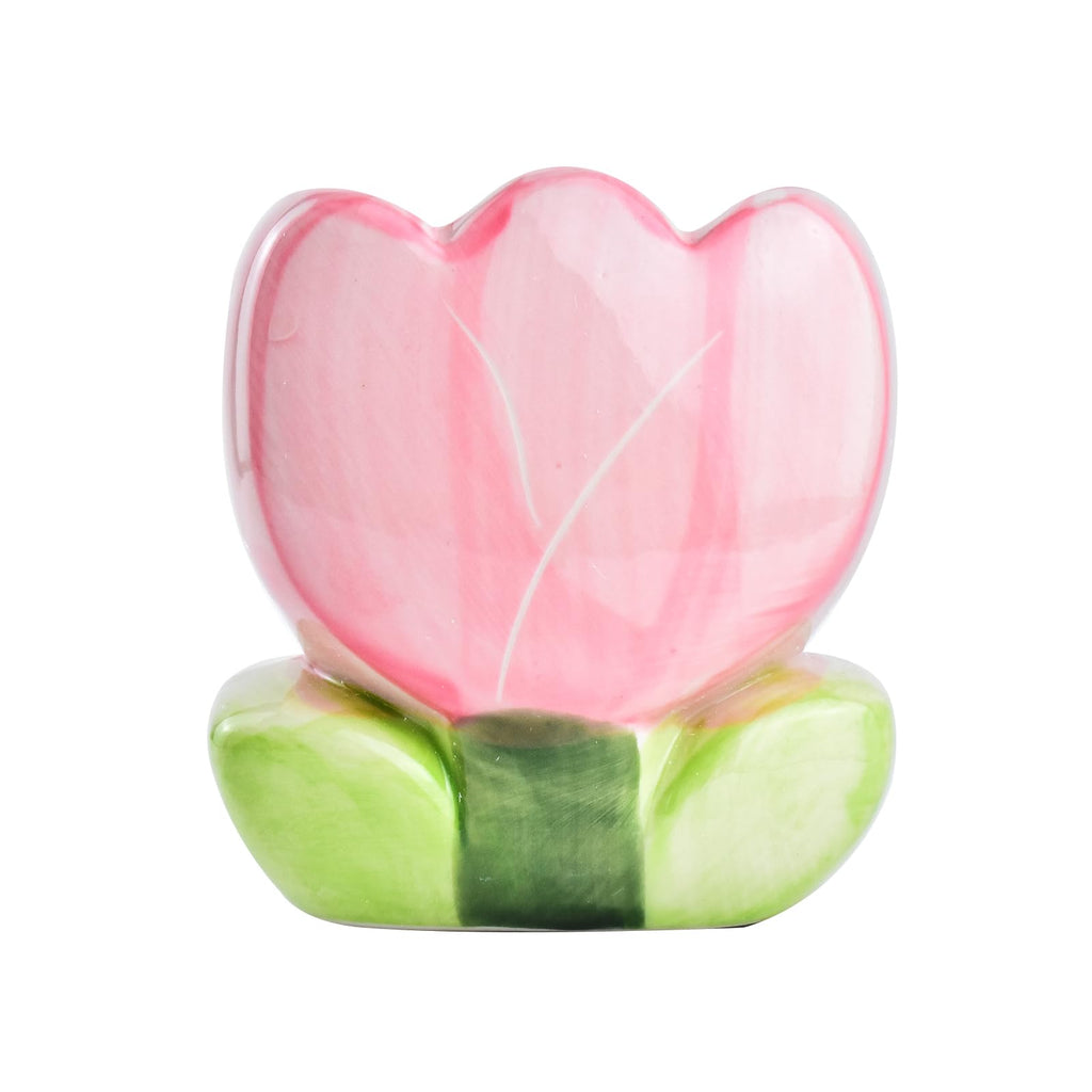ESIW Ceramic Tulip Cosmetic Storage Box, Desktop Organizers Make Up Brush Storage Stand Desktop Storage Box for Brush,Pencil,Art Supplies, Painting Brush (Pink)