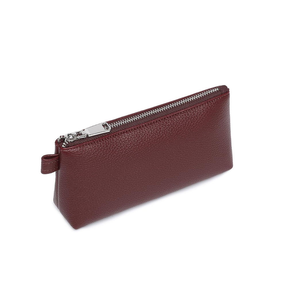 YONBEN Small Makeup Bag for Purse, Leather Cosmetic (Caramel Color)