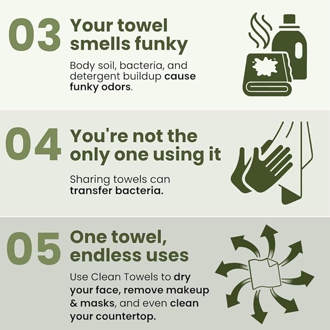 Clean Skin Club Bamboo Viscose Clean Towels® XL 100% USDA Biobased Face Towel, Disposable Face Towelette, Makeup Remover Dry Wipes, Ultra Soft, 50 Ct, 2 Pack