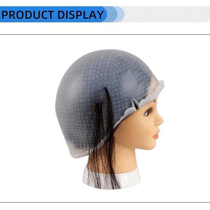 Hair Coloring Highlighting Cap, Silicone Highlight Cap Pull Through Caps Hair Coloring Cap without Hook, Hair Highlighting Kit Gloves and Brush for Salon Tools